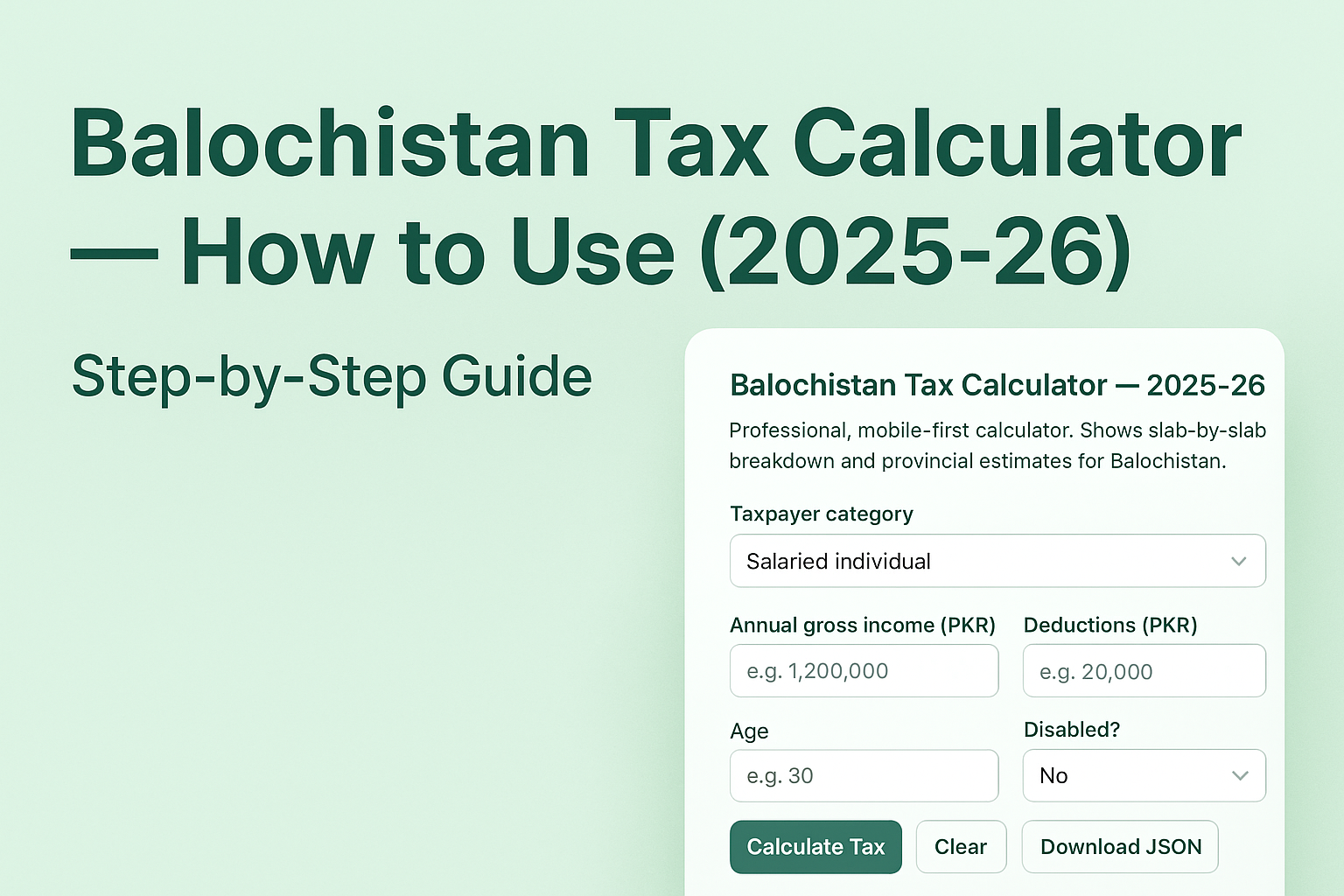 How to Use the Balochistan Tax Calculator (2025-26) Complete Guide